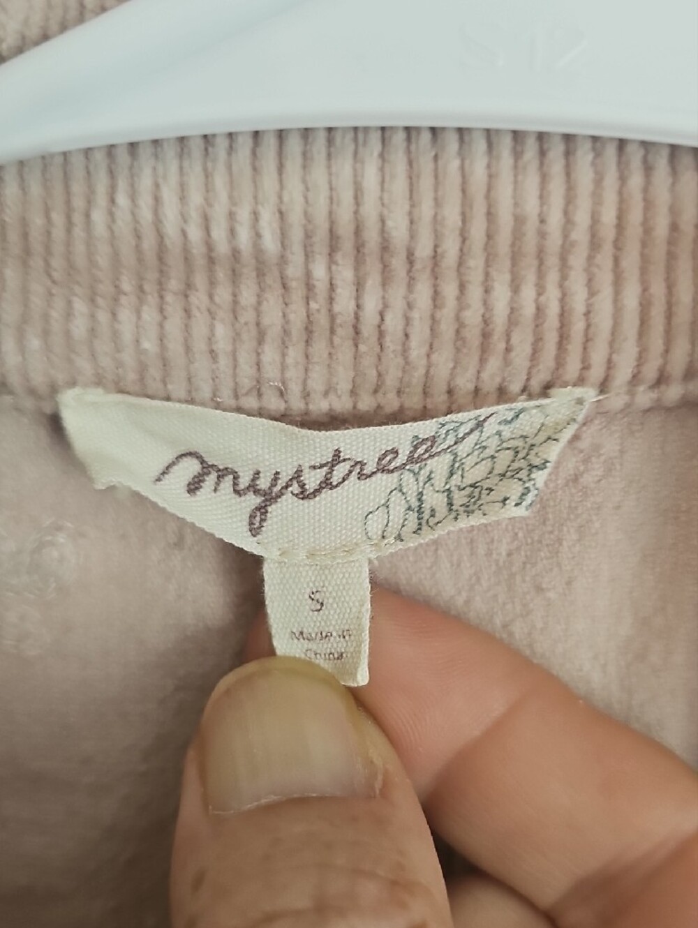 Mystree Blush Pink Corduroy Shirt Jacket with Floral Label Accent - Picture 2 of 4